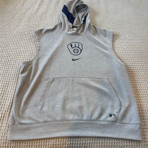 Gray Sleeveless Hoodie with Logo Milwaukee Brewers